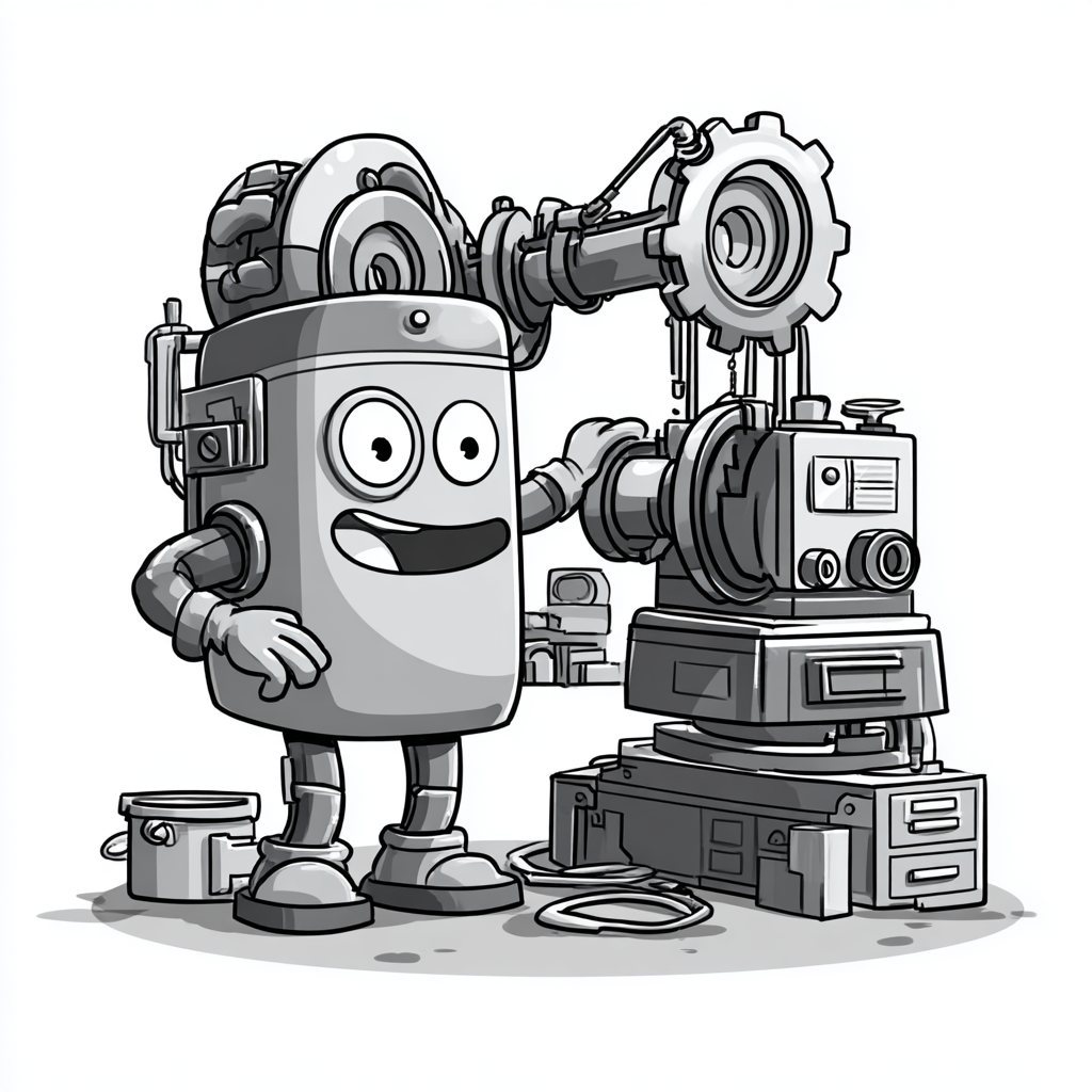 A robot being assembled — knowledge going in