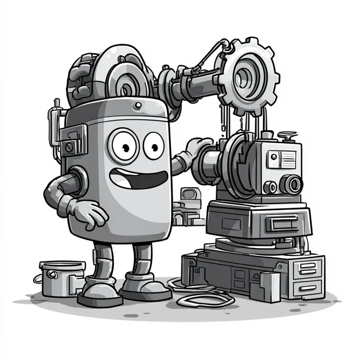 A robot being assembled - knowledge going in